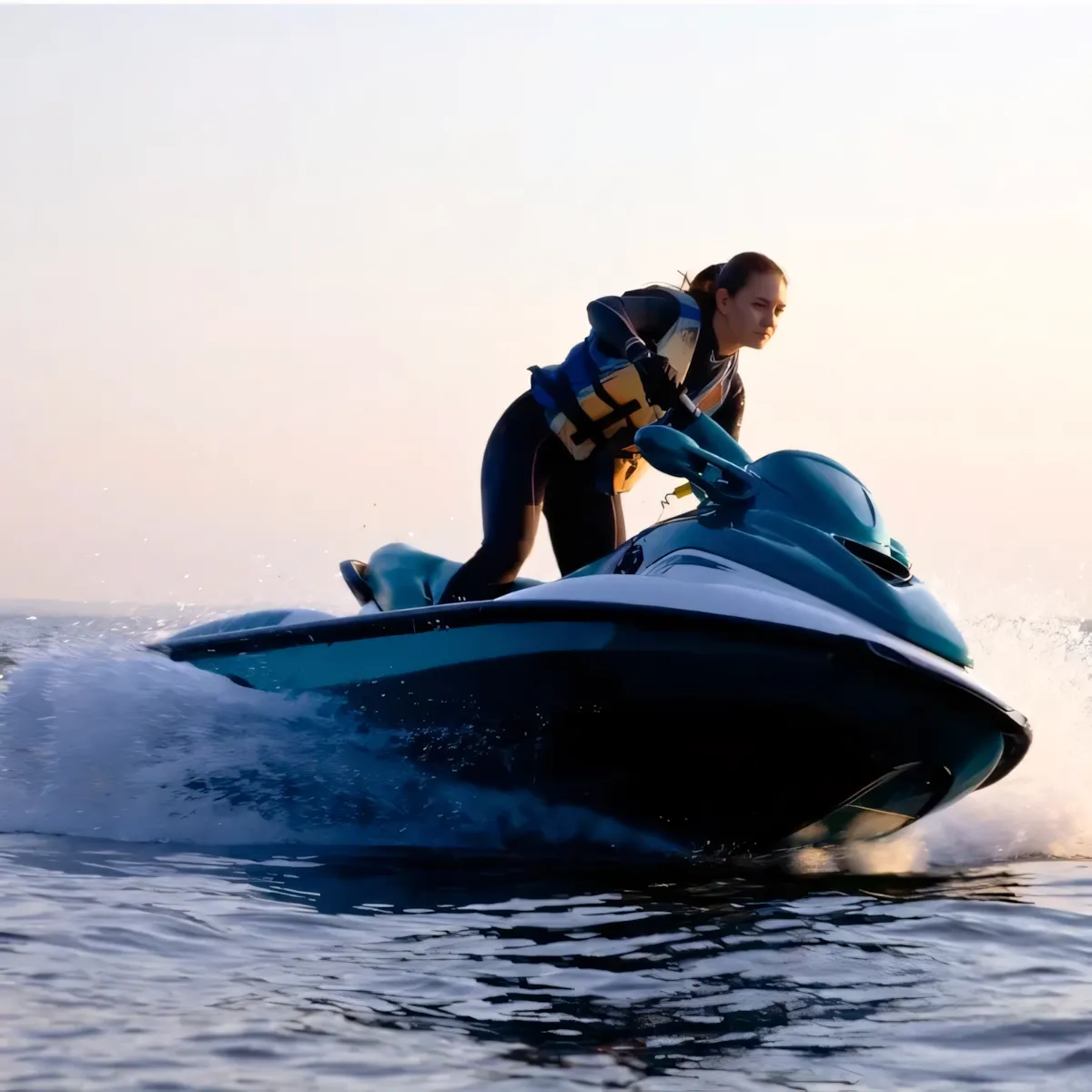 Woman on a jet ski in the ocean during the sunset picture id98462741.jpg upscayl 2x ultramix balanced